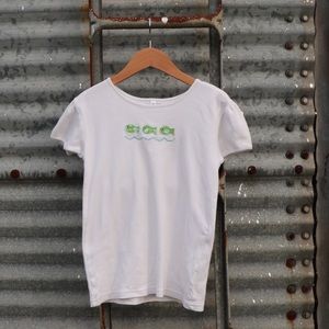 Favorite Laundry White and Green Fish Short Sleeve Top